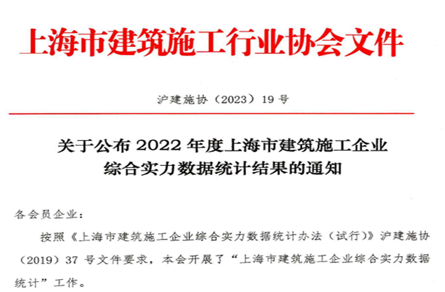 EVO视讯官方建设集团连续七年蝉联“上海市进沪施工30强企业第一名”